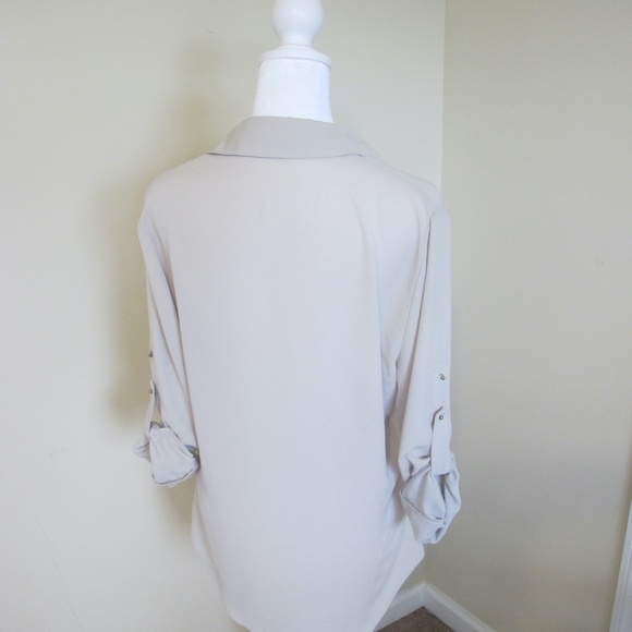 Women's Express Portofino Collared business office Shirt top Size S Cream GUC - Picture 3 of 6